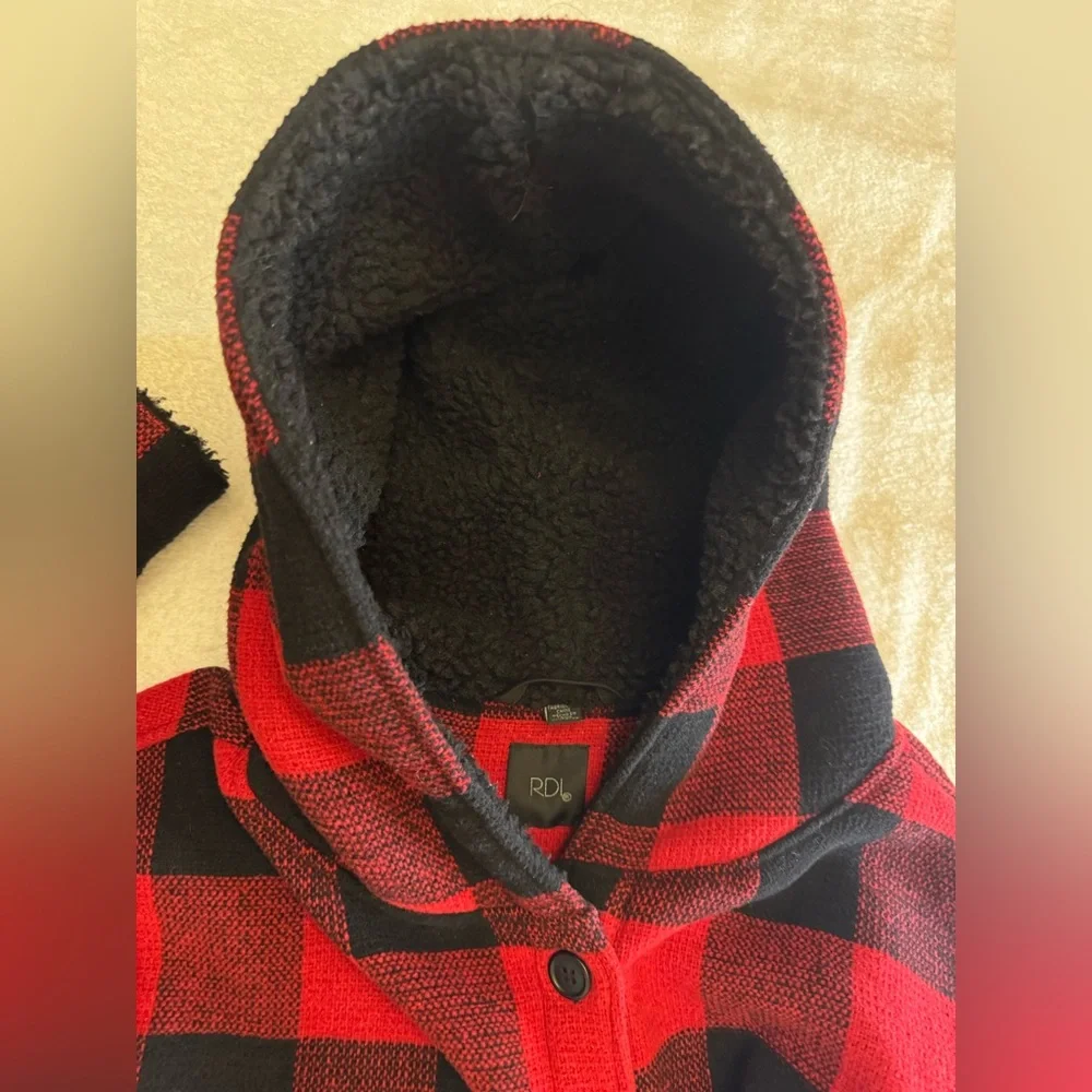 RDI Flannel Coat - Fleece Bonded Sherpa Coat Pockets Fall buffalo plaid - Picture 10 of 10